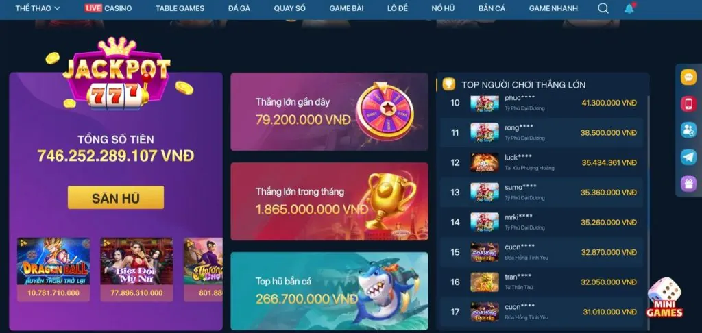 Cơ hội thắng lớn và Jackpot hấp dẫn